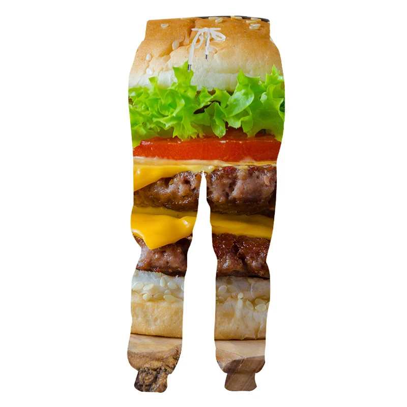 

Funny Food Burger Spoof Men's Jogger Pants Casual 3d Printed Men Sports Pants Comfortable Streetwear Jogging Oversized 4XL