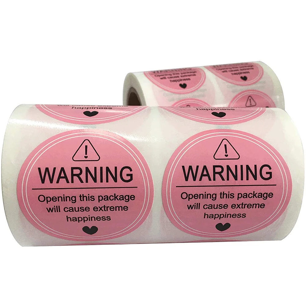 Pink Extreme Happiness Package Stickers 1.5 Inch Round Large Small Business Thank You Labels for Business