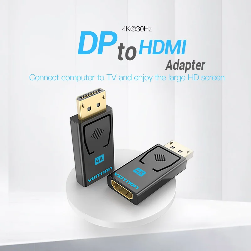 Vention DisplayPort to HDMI Adapter 4K Male DP to HDMI Female Video Audio Converter for PC Laptop Projector DisplayPort to HDMI