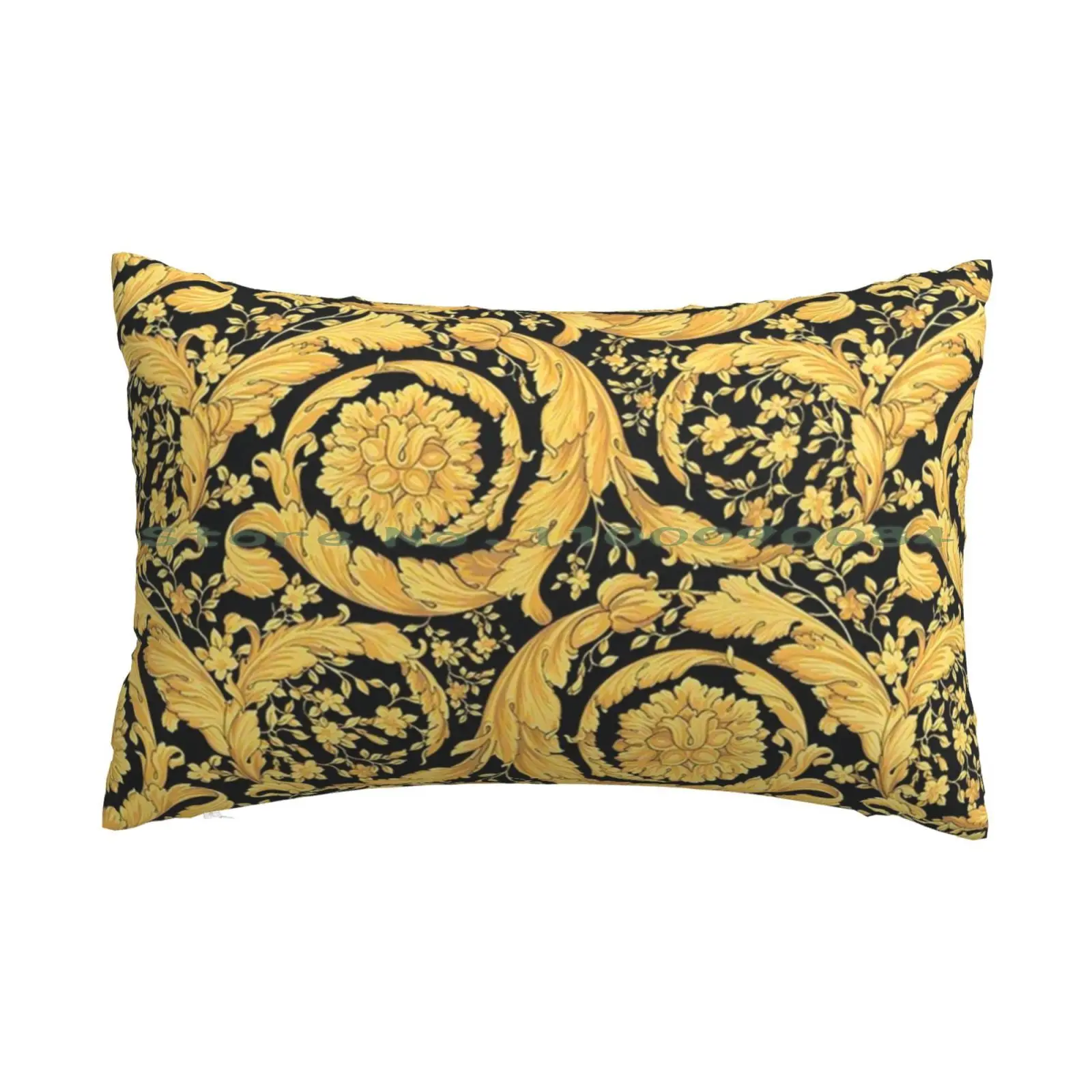 Black Gold Leaf Swirl Pillow Case 20x30 50*75 Sofa Bedroom Ticket Airport Fly World Aviation International 3letter Aero Arrival