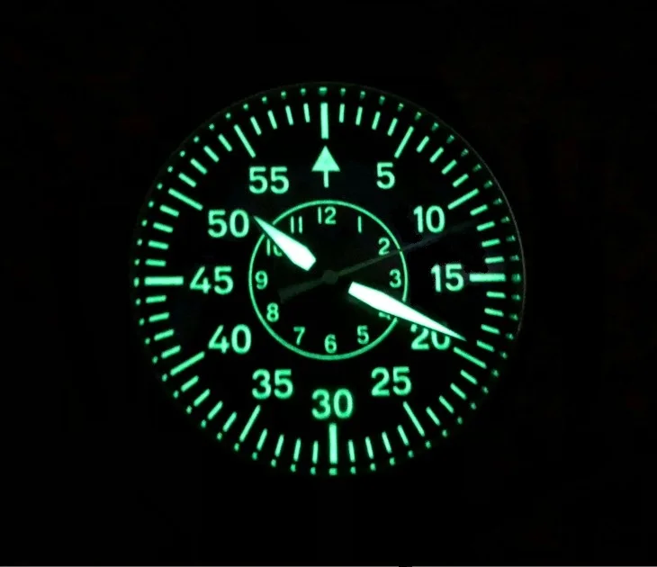 44mm GEERVO Black Sterile dial luminous Japanese VH31 quartz movement pilot men\'s watch 178-P8