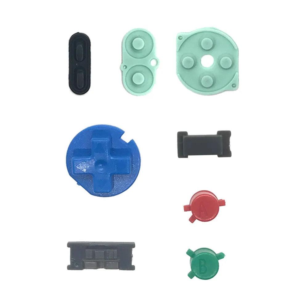 أزرار GBC جديدة مع وسادة توصيل من المطاط السيليكوني لأزرار Gameboy لون A B D-Pad لوحات مفاتيح زر التشغيل/الإيقاف مع وسادة