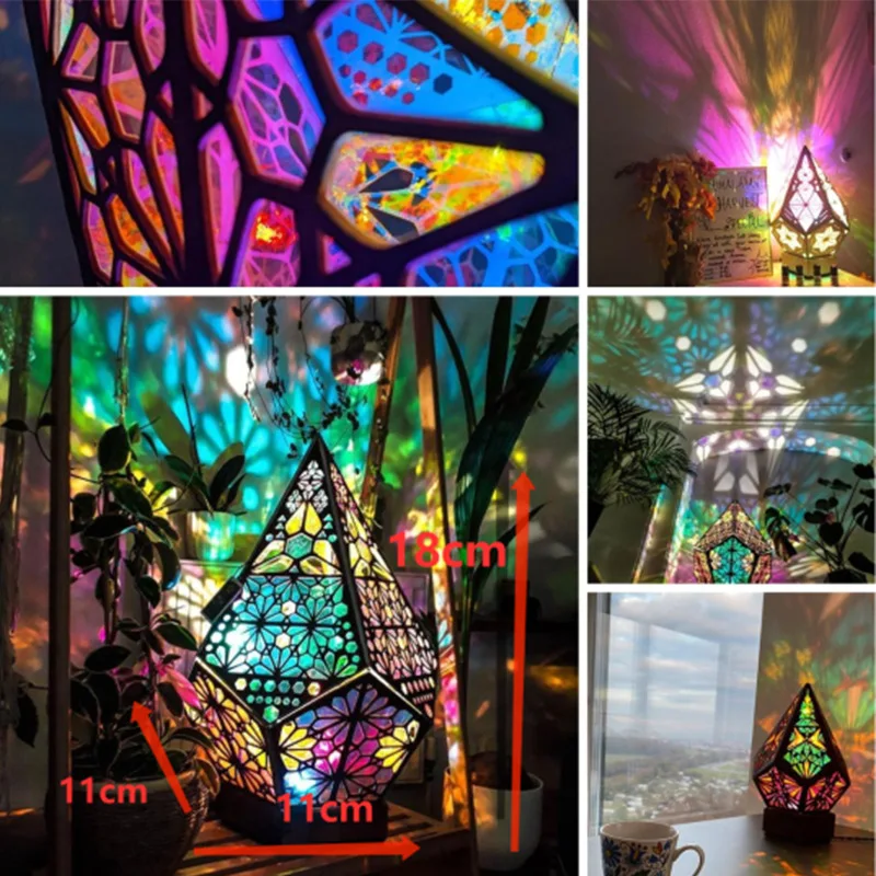 Resin Bohemia Table Lamp Home Decoration Fixtures Colorful Hollow Lights Bohemia Starry Sky Floor Atmosphere Night Light