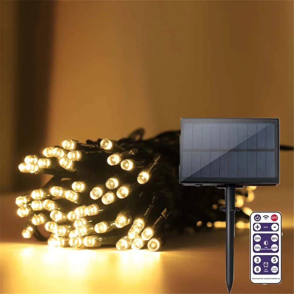 10M/20M/30M/50M LED Solar String Fairy Lights 8 Modes Remote Control Light Solar Light Outdoor Garden For Decoration