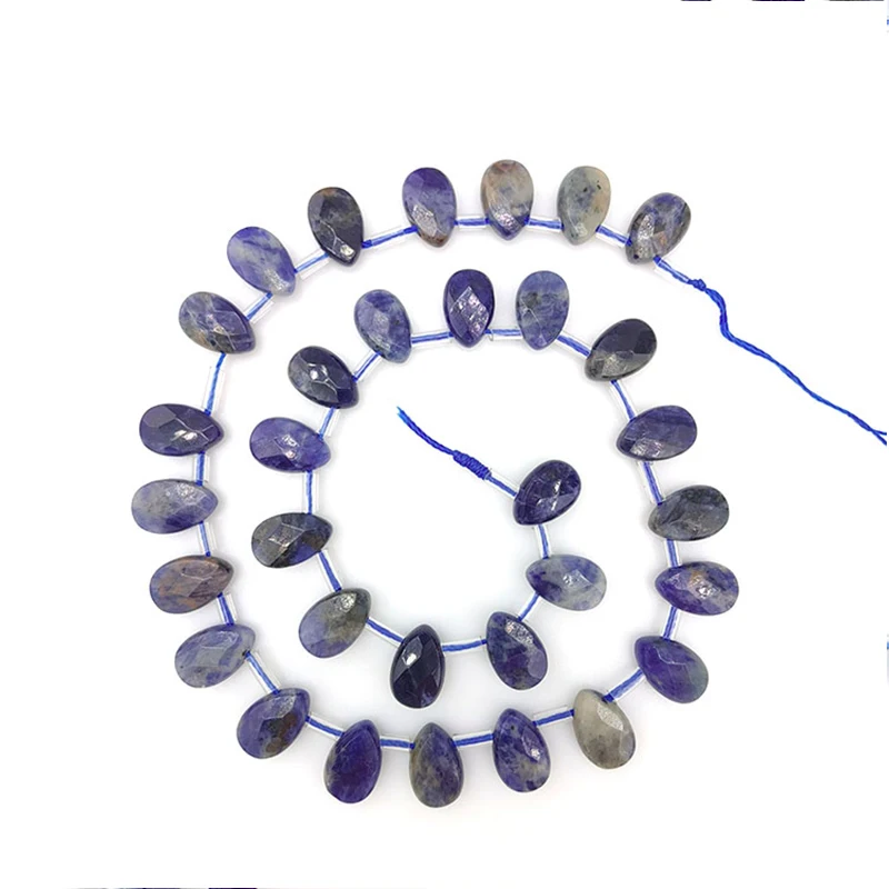 8 x 12mm Natürliche Edelsteine Lapis Ozeanachat Sodalith Tropfenförmige Facettierte Schmuckherstellung Edelsteinperlen – Detail 2