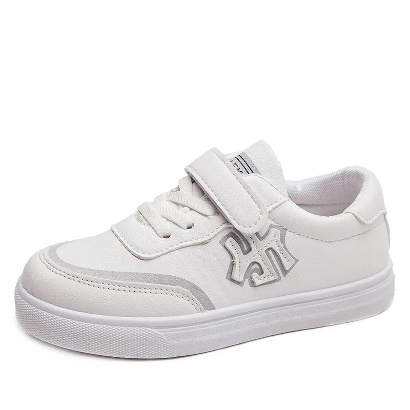 

New Girls & Boys Shoes PU Leather Children Sports Casual White Shoes Fashion Kids Sneakers Size 25-36