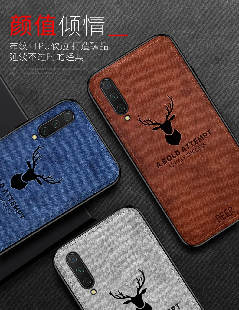 For Xiaomi Mi 9 8 Se 9Lite CC9E Case Soft Silicone+Hard fabric Deer Slim Protect Back Cover Case for xiaomi mi A1 A2 lite A3 F1