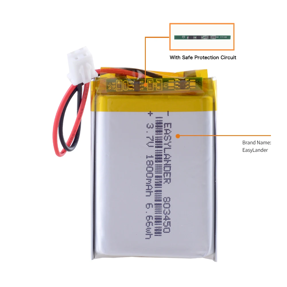 803450   3,7 V 1800 mAh JST2.54 2P Wiederaufladbare Lithium Li-Ion Li Polymer Batterie Für MP3 DVD PAD kamera GPS laptop handy