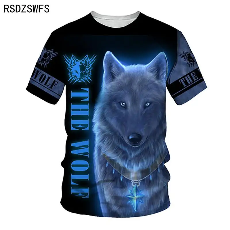 Summer Fashion T Shirt  Men Streetwear O Neck Short Sleeve Tees Tops Animal Male Clothes Casual Harajuku Wolf 3D Print T shirt