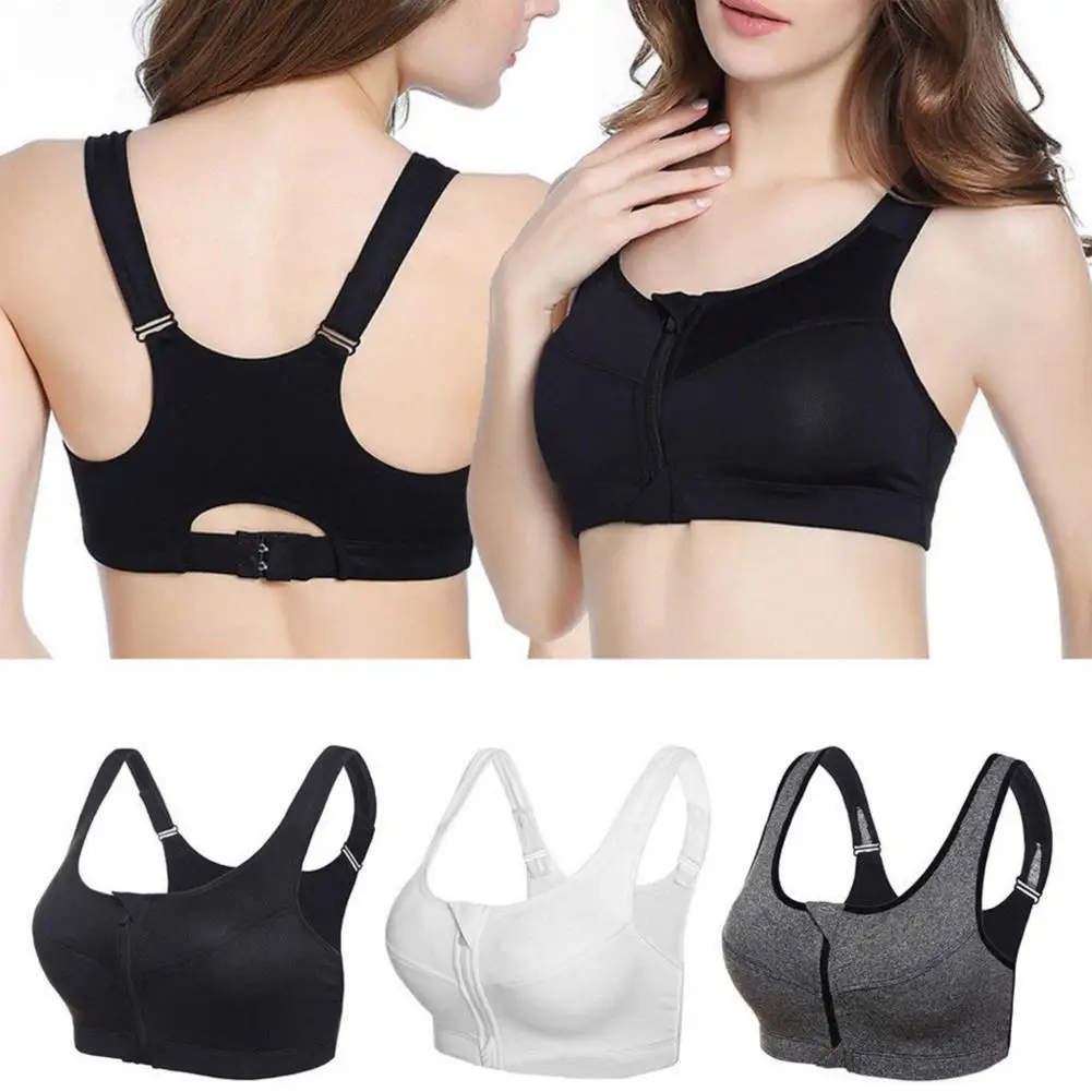 Women Sports Bras With Zip Elasticated Quick-dry Yoga Vest Fitness Push Up Training Jogging Girl Sport Underwears 2021 Hot Sale