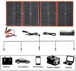 XINPUGUANG Portable solar panel USB foldable photovoltaic 60W 80W 100W 200W 12 V fotovoltaic Kit battery phone charger 18V