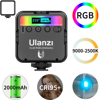 Ulanzi VL49 RGB Mini LED Video Light 2000mAh 2500K-9000K Portable Photography Lights Vlog Fill Light Lamp for DSLR SLR Camera