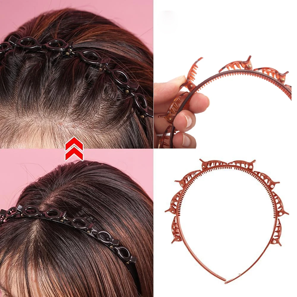 New Double Layer Bands Clip Hair Band Strip Double Layer Hairpin Hairdressing Tool Woman Headband Hair Accessories