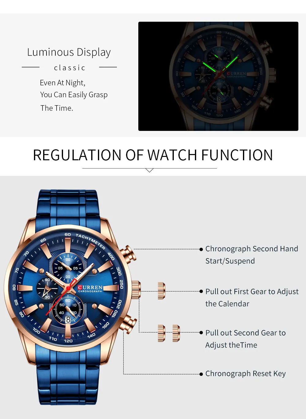 CURREN Neue Herren Uhren Quarz Business Wasserdichte Uhr Mann Uhren Top Marke Luxus Armbanduhr Männer Chronograph Reloj Hombre – Detail 7
