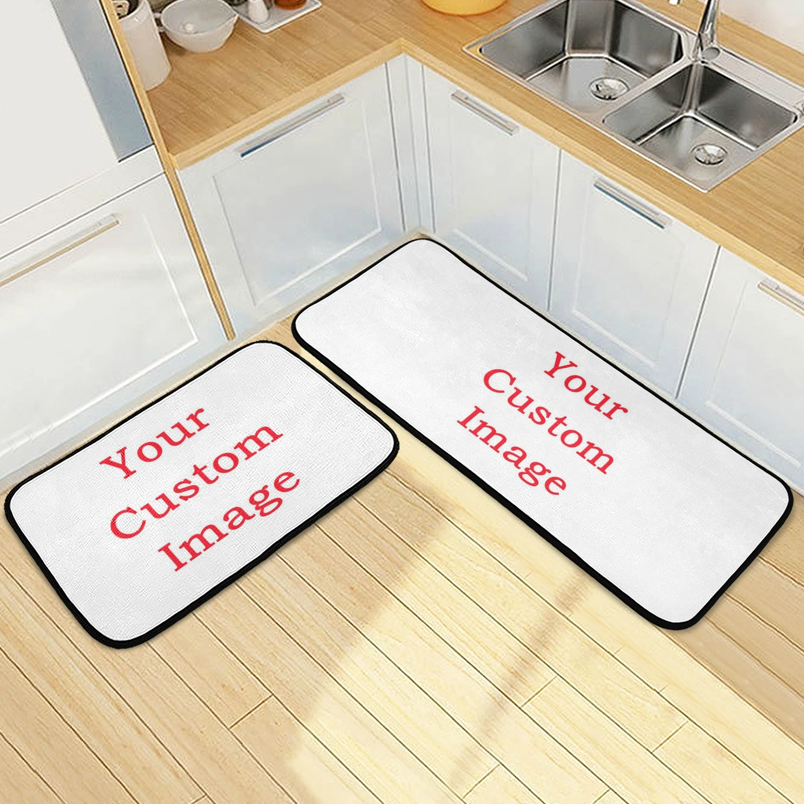 Custom Pattern Kitchen Mat Rug Two Pieces Set Water Absorption Non-slip Carpet For Living Room Bedroom Laundry Soft Floor Mat