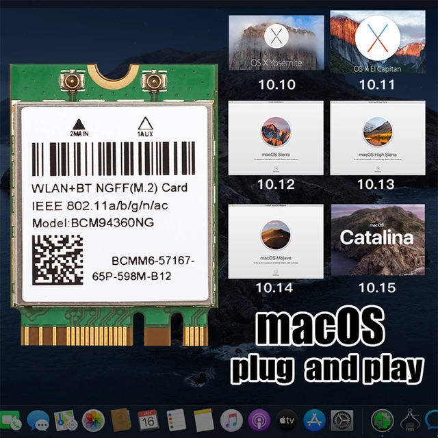 Hackintosh macOS BCM94360NG M.2 Wifi Karte Dual Band 1200Mbps 5Ghz 