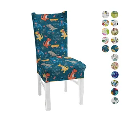 Dinosaur Spandex Elastic Printing Dining Chair Cover Removable Chairs Covers Modern Anti-dirty Kitchen Seat Covering