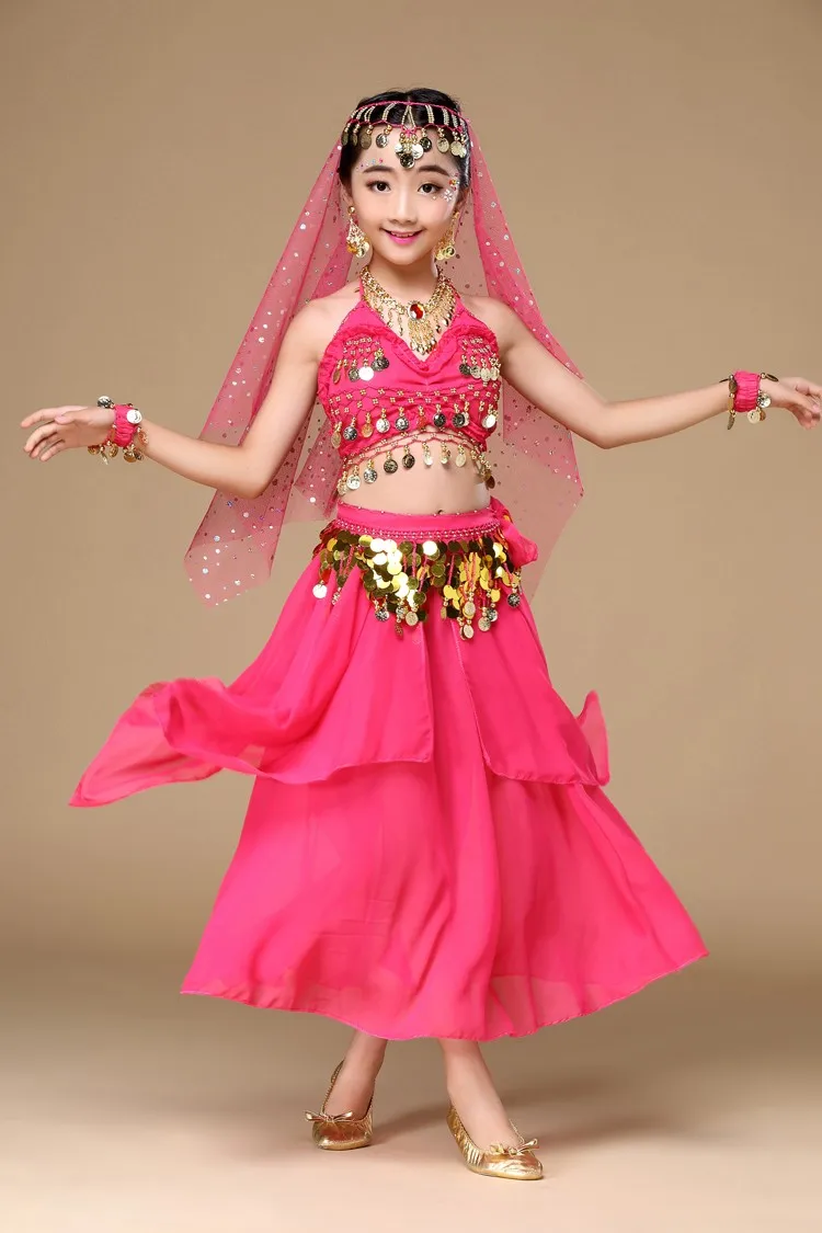Bauchtanz-Kostüme für Kinder, orientalische Tanzkostüme, Bauchtanz-Set für Mädchen, ägyptisches Bollywood, indische Kinder-Bauchtanzkleidung