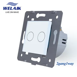 WELAIK EU Châu Âu Đơn FireWire 1 ~ 1000W Chịu Tải Cao 2Gang 1way Kính Pha Lê Bảng Điều Khiển Thông Minh LED tường Cảm Ứng-Công Tắc 220V A921W