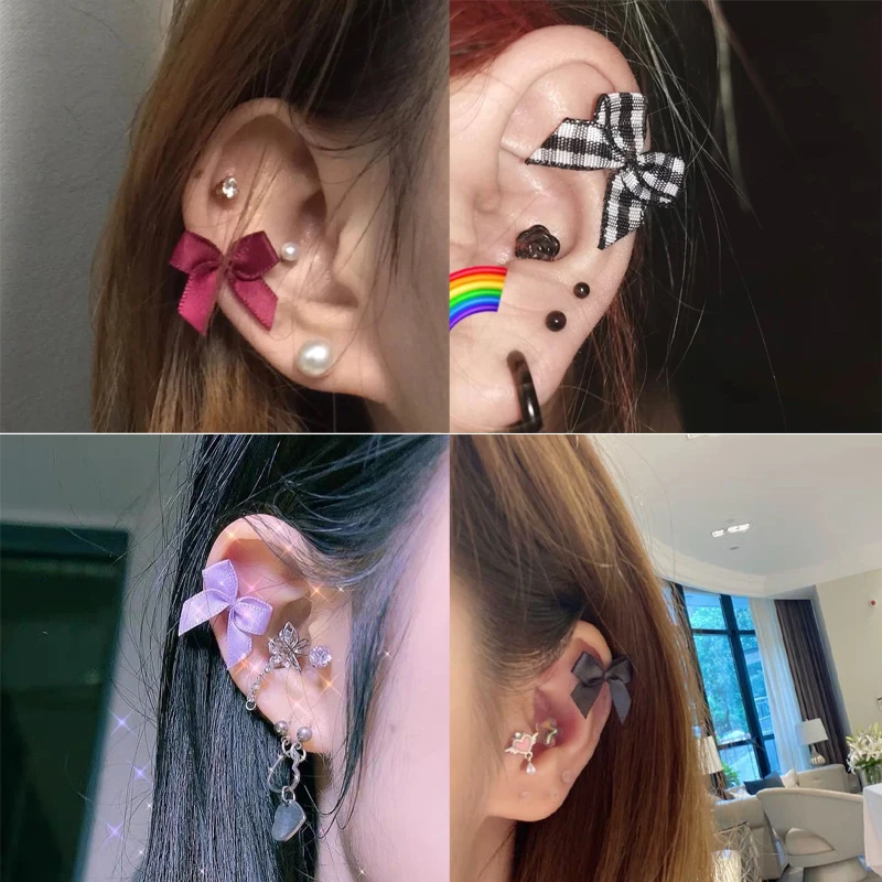 Piercing de hélice con nudo de lazo, pendiente Srcew Tragus Daith, pendiente Lober de 0,8mm, de 20G barra de acero, joyería corporal coreana, 1 unidad