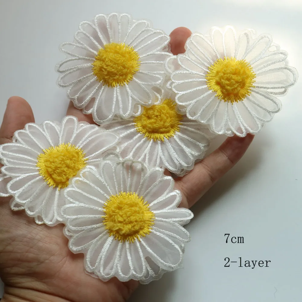 5-teiliges DIY-Set mit 2-lagigen Blumen-Aufnähern für Kleidung, Stickerei, Blumen-Applikationen, Kleidung, Taschen, dekorative Aufnäher, Nähzubehör – Detail 10