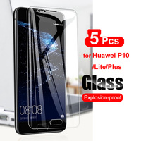 5Pcs Tempered Glass For Huawei P10 Lite P10 Plus Screen Protector Film For Huawei P10 Plus Lite Explosion-proof Glass Film 9H