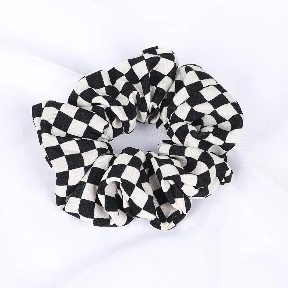 New Checkerboard Lattice Scrunchies Elastic Hair Bands Women Girls Ponytail Holder Hair Ties High Rubber Bands Hair Accessories