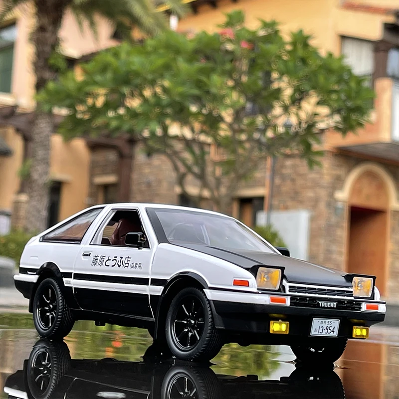 1:20 Movie Car INITIAL D AE86 Alloy Car Model Diecast & Toy Vehicles Metal Car Model Simulation Sound Light Kids Toy Gift