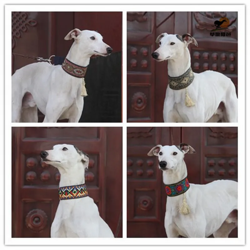 Sheepskin Material Dog Collar, Large, Medium and Small Dog Collar, Greyhound Greyhound Small Dog Ethnic Leather Collar