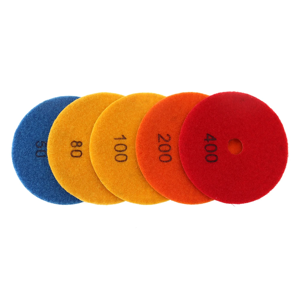 6PCS Super 4 Inch Diamond Polishing Pad Copper Bond Wet Grinding Disc For Granite Marble Concrete Floor With Backer Pad