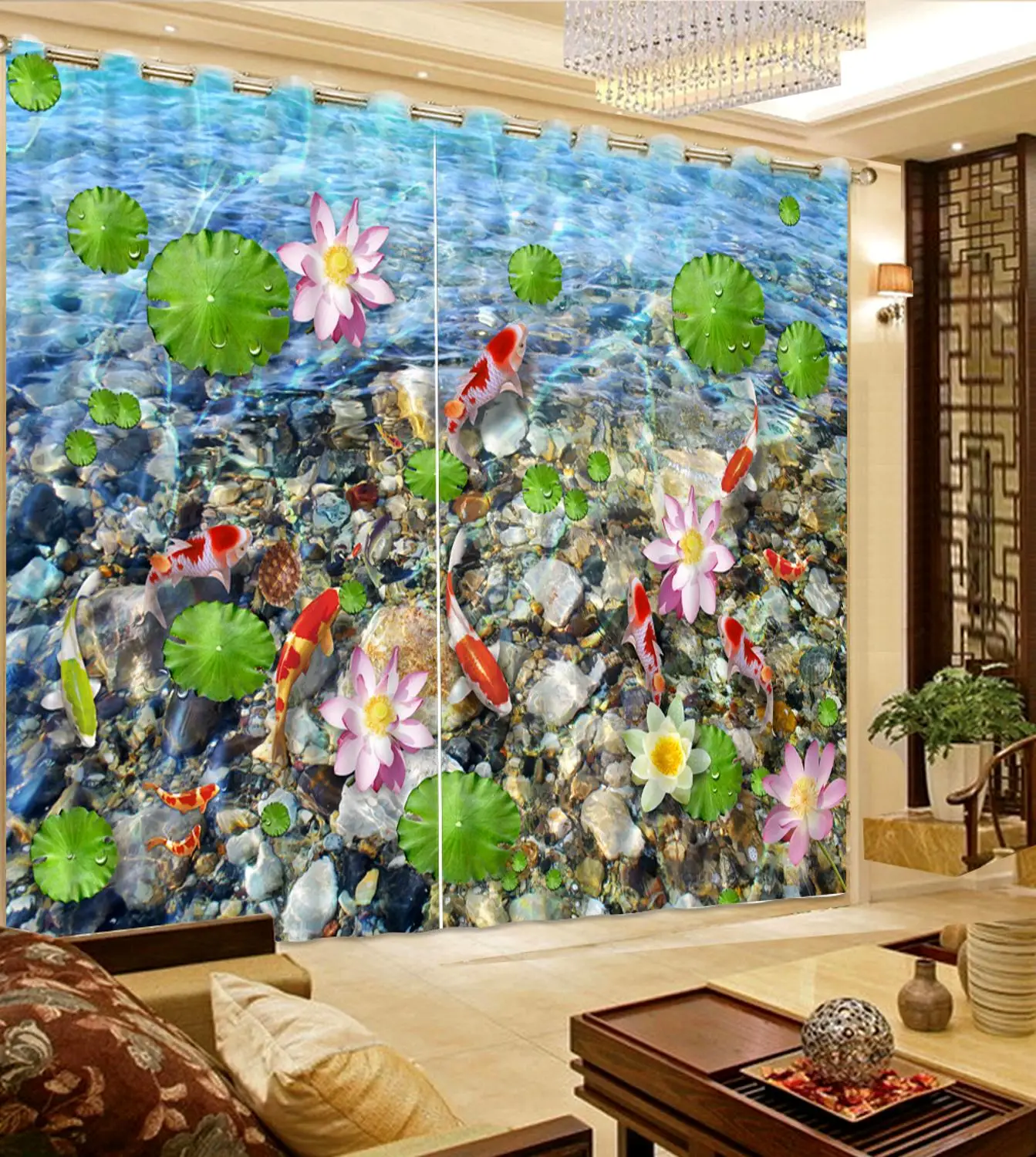 

The New custom blackout curtains For living room bedrooms Fish pebbles Simple european curtains