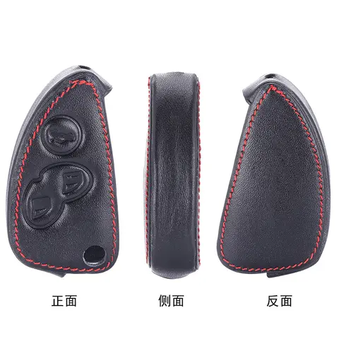 Leather Car Key Case bag For Alfa Romeo 147 156 166 GT JTD TS 3 Buttons Folding Keychain Holder Remote Fobs Shell Cover alfa romeo 147 jtd buy - №3