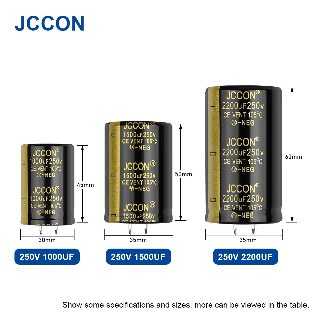 2Pcs JCCON Audio Electrolytic Capacitor 250V 220UF 330UF 470UF 680UF 1000UF For Audio Hifi Amplifier High Frequency Low ESR