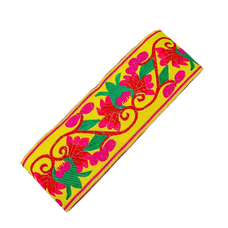 7 Yards 50mm Vintage etnico ricamo nastro di pizzo tessuto Jacquard pizzo Trim motivo floreale nastro fai da te abbigliamento accessori tessuto