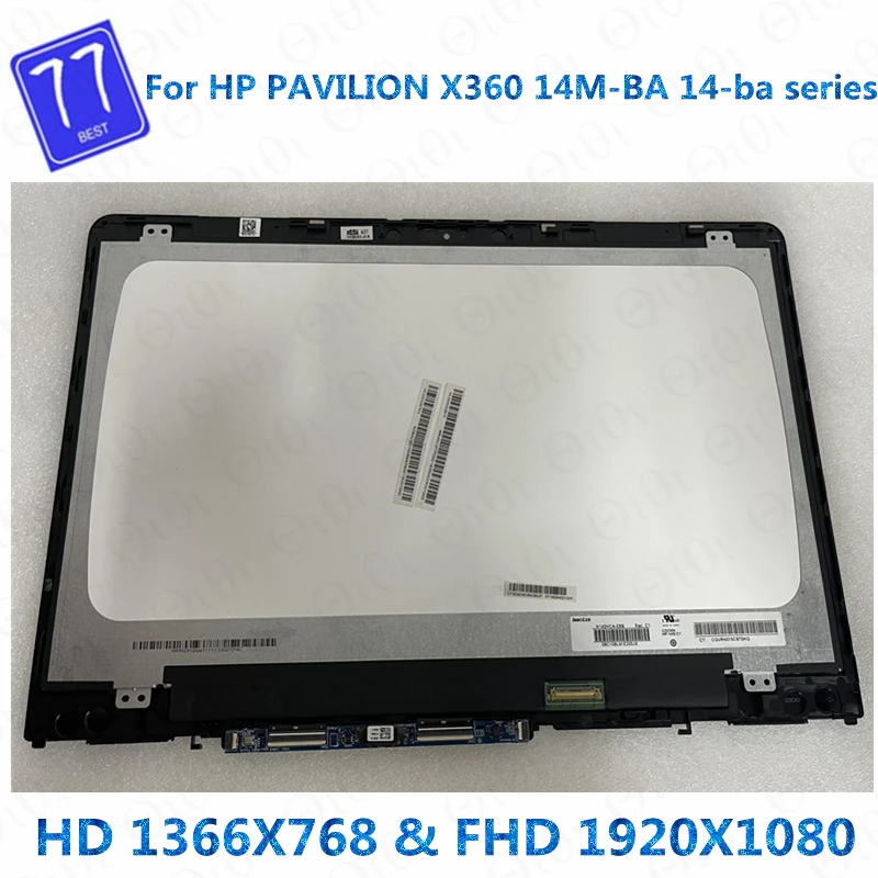 สำหรับ HP Pavilion X360 14-BA 14-ba006la 14-ba008la 14-ba009la 14-ba010la N140HCE-EBA จอแสดงผล LCD Touch Screen Digitizer Assembly