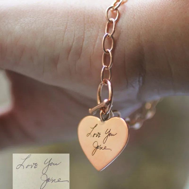 3UMeter  Personalised Curb Heart Bracelet Custon Name OT Heart Name Curb Chain for Women Gold Layered Chains Bracelets for Gifts