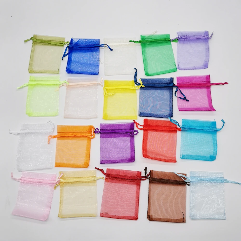 50pcs sac cadeau 9x12cm petits sacs-cadeaux en Organza pour l'emballage affichage sac de rangement pochettes bijoux de mariage sac cadeau de noël bricolage