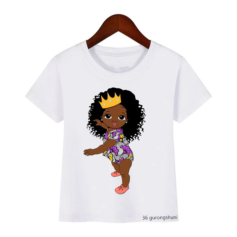 Zwarte Meisjes T-Shirt Afrikaanse Natuurlijke Haar Afro, Meisjes Kleding, Humoristische Coole Meisjes T-Shirt, Zwarte Kleine Prinses Kids Shirt Tops