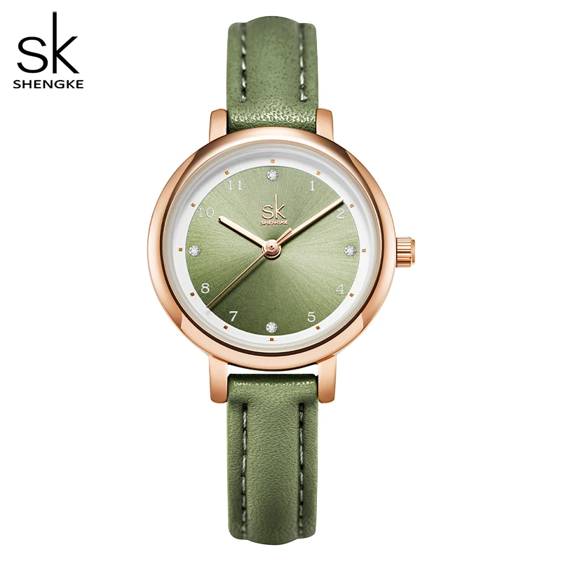 Shengke Women Watches Slim Leather Strap Mini Dial Japanese Quartz Movement Elegant Relogio Feminino Gift Watch Reloj Mujer Girl