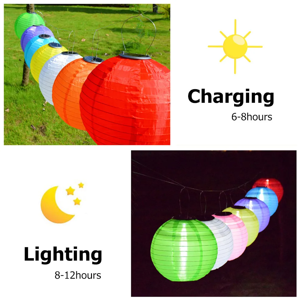 Solar Lights Lantern Outdoor Decoration Waterproof Nylon Lantern Ball Wedding Garden Led Lamp Solar Fairy Lights