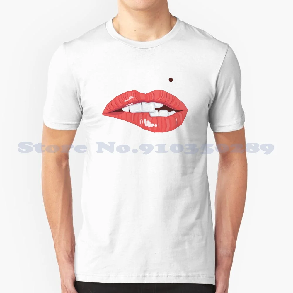 Ga Red Lips 100% Cotton T-Shirt Ga Lips Red Mouth Ga Red Lips Teeth Sic Em See Me Smile See My Smile Kissing Booth Cute Lips