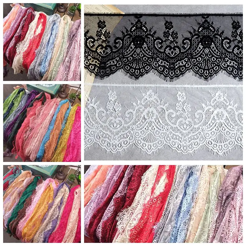 18cm Wide Color Eyelashes Lace Gauze Embroidered Lace Trim Accessories Dress Skirt Sleeves Decorative Fabric