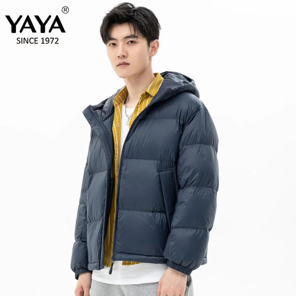 YAYA 2021 Winter Men\'s  90% White Duck Down Jacket Hooded Couples Style Thick Puffy Coat Windbreak Business Casual Warm Outwear