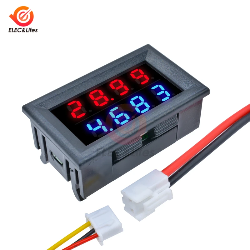 DC 100V 200V 10A Dual 0.28\'\' LED Digital Voltmeter Ammeter Detector 4 Bit 5 Wires Voltage Current Meter Volt amp tester 10A