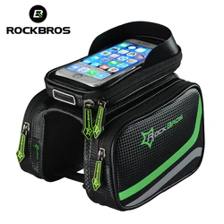 ROCKBROS Bicycle Bags MTB Bike Frame Top Tube Bag Waterproof Screen Touch Phone Storage bag For 5.8/6.5 inch Cycling Accessories