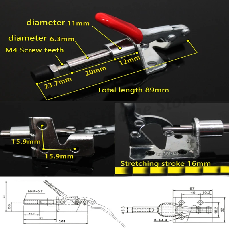 1Pcs Push-pull type GH-301AM woodworking fixture pneumatic tooling clamp quick fixture