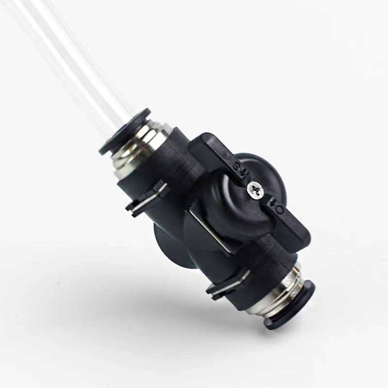 BUC 4 มม.6 มม.8 มม.10 มม.12 มม.สีดํา PUSH In Quick Joint Connector มือวาล์วหมุนสวิทช์ด้วยตนเอง Ball Current จํากัด