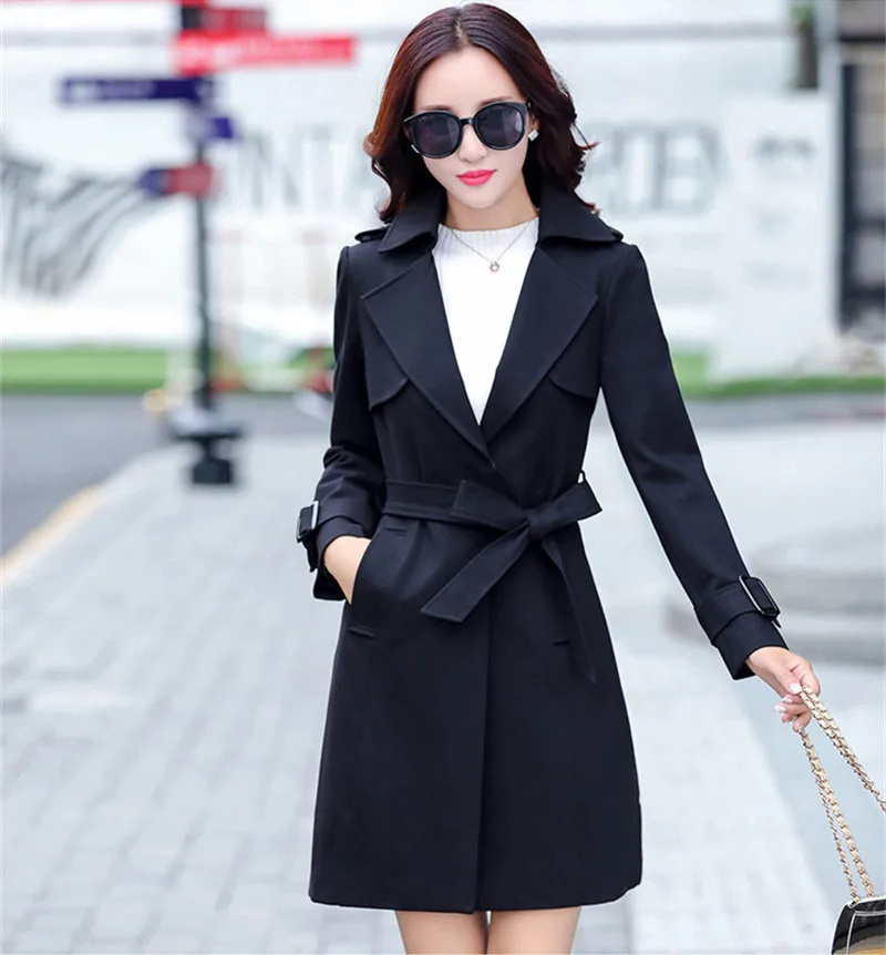 

Black Women 2020 Coat Female Spring Autumn European Trench Coat Para As Mulheres Plus Size Women Clothing Windbreaker 4XL