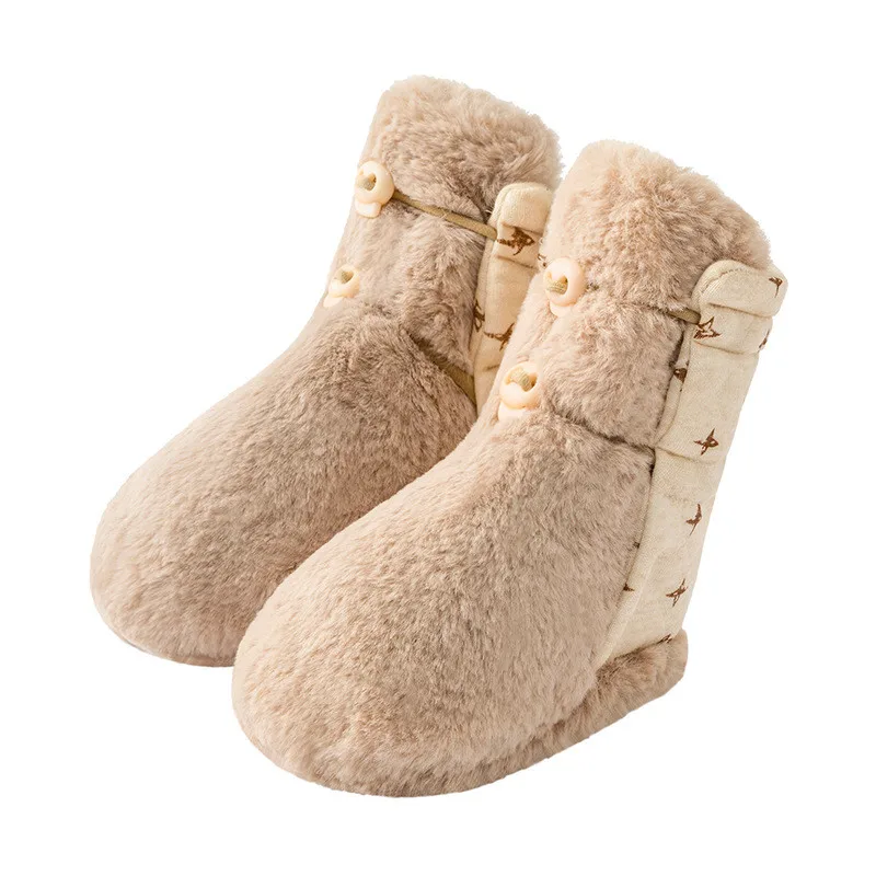 

Autumn/winter baby shoes plus velvet thickening newborn cotton shoes baby soft-soled fur shoes to keep warm and prevent falling