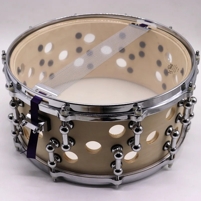 14 Inch X 6.5 Inch Birch Wood Snare Drum Natural Color Body with Hole with 1 Pair 5A Maple Drum Stick 1 Piece Drum Screw Spanner